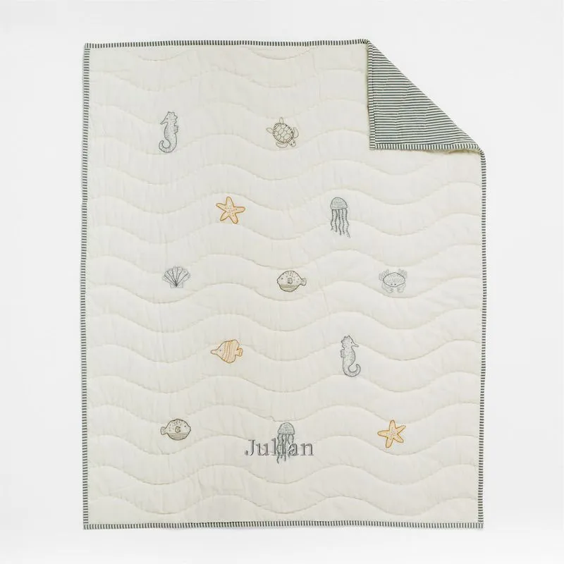 Crate&Barrel Sea Dreams Organic Cotton Baby Crib Quilt