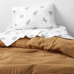 Crate&Barrel Supersoft Brulee Brown Organic Cotton Gauze Toddler Duvet Cover