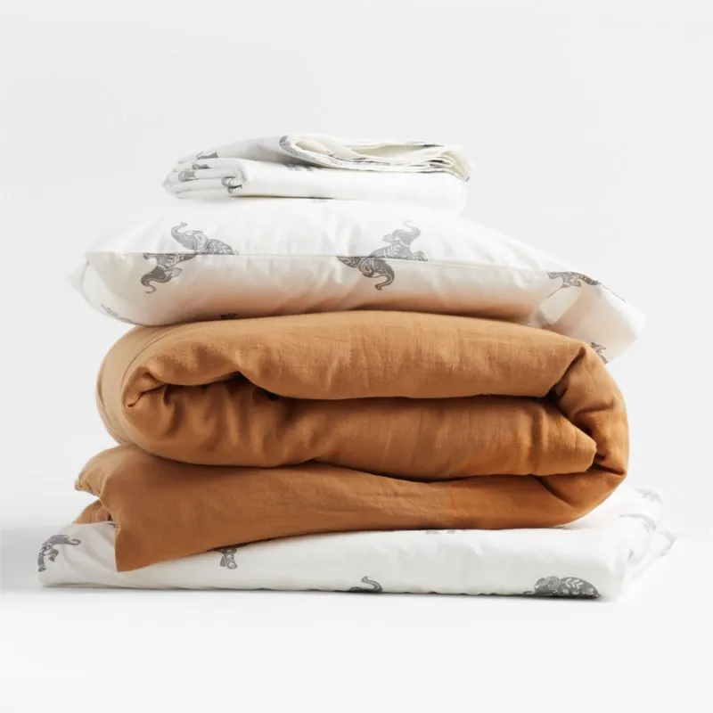 Crate&Barrel Supersoft Brulee Brown Organic Cotton Gauze Toddler Duvet Cover