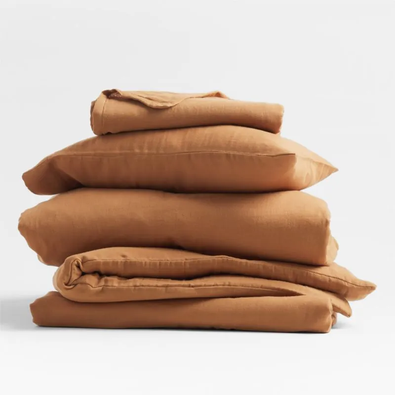 Crate&Barrel Supersoft Brulee Brown Organic Cotton Gauze Toddler Duvet Cover