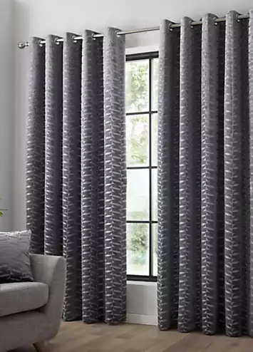 Curtina Kendal Jacquard Pair of Eyelet Curtains | Kaleidoscope