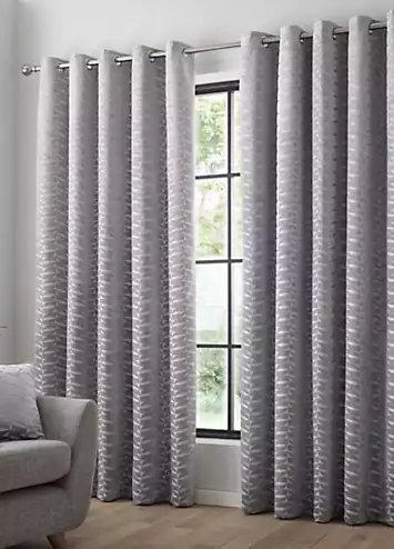 Curtina Kendal Jacquard Pair of Eyelet Curtains | Kaleidoscope