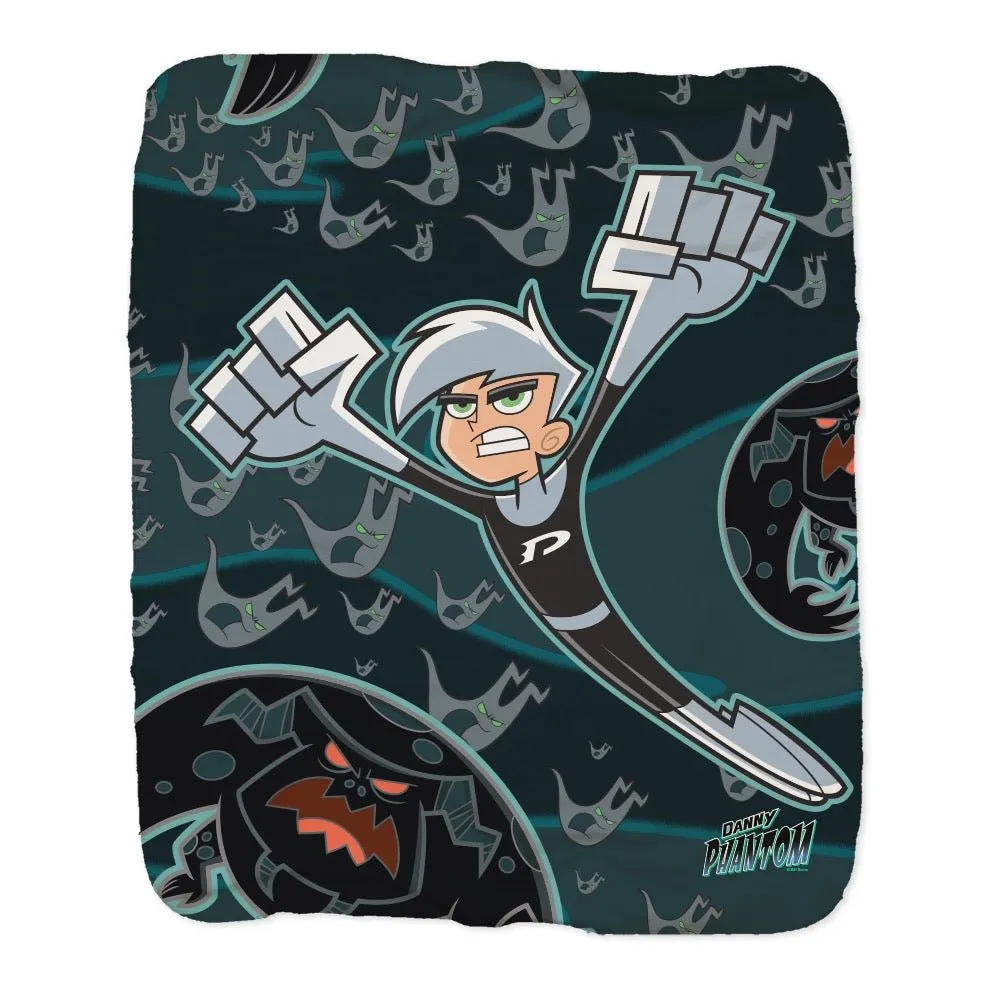 Danny Phantom Phantom In Flight Grey Sherpa Blanket