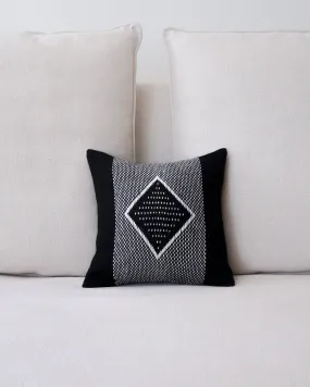 Diamante Square Textile Small Pillow in Black