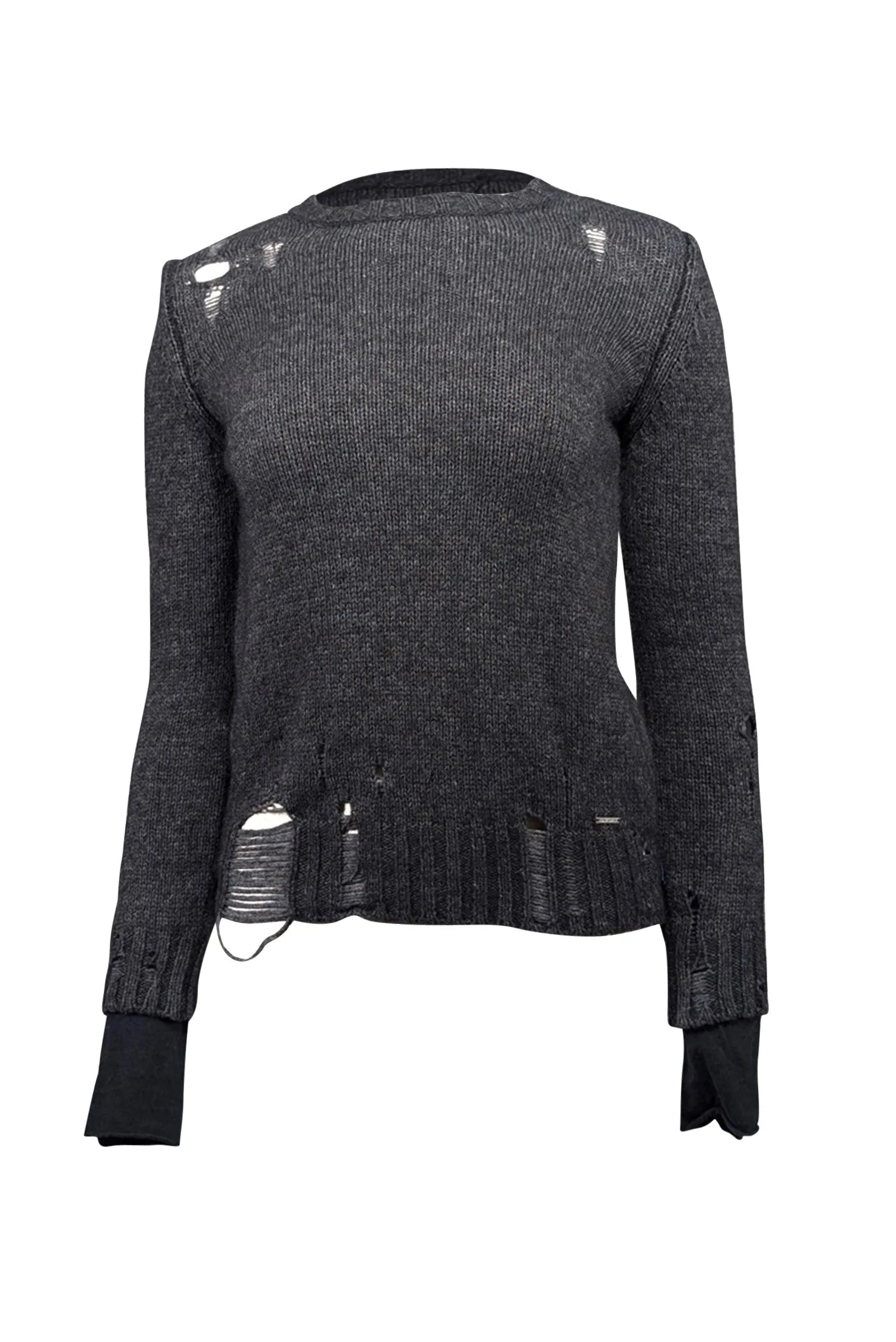 Diesel - Dark Grey Distressed Alpaca Blend Sweater Sz XS