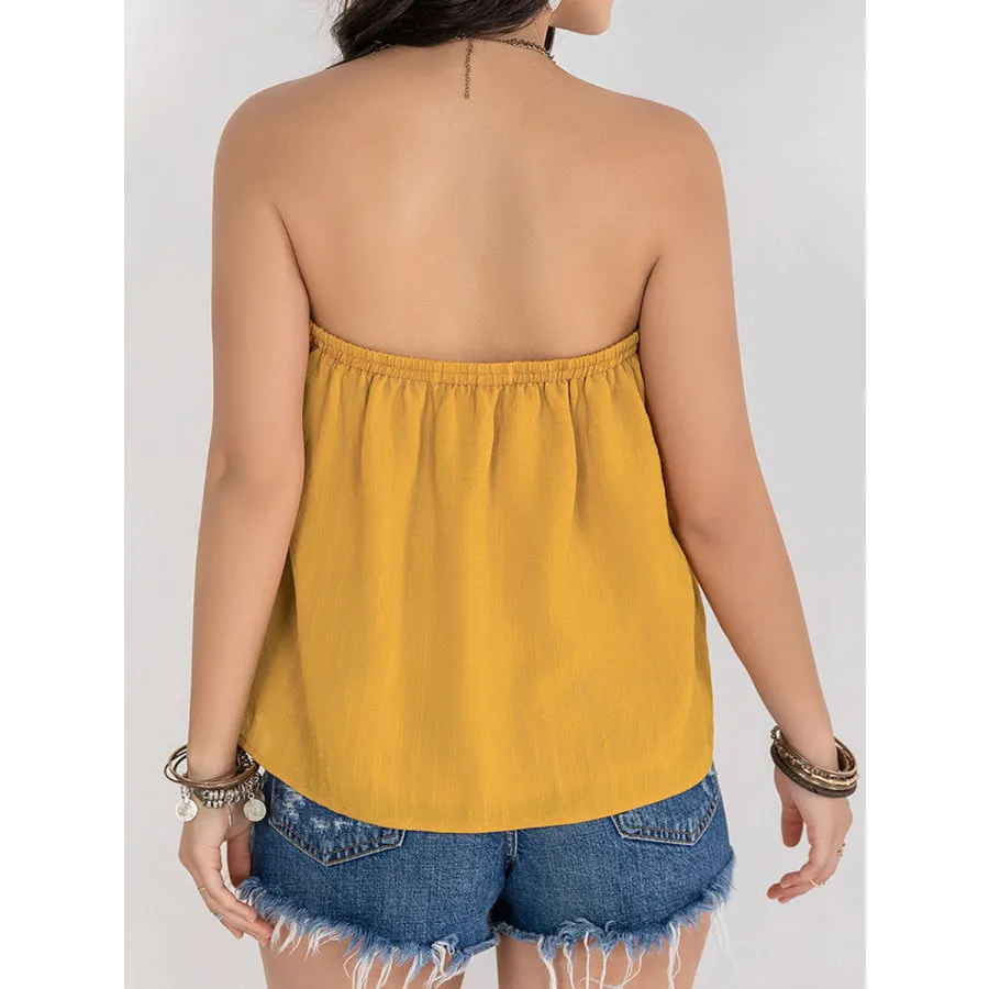 Embroidered Tube Sleeveless Top