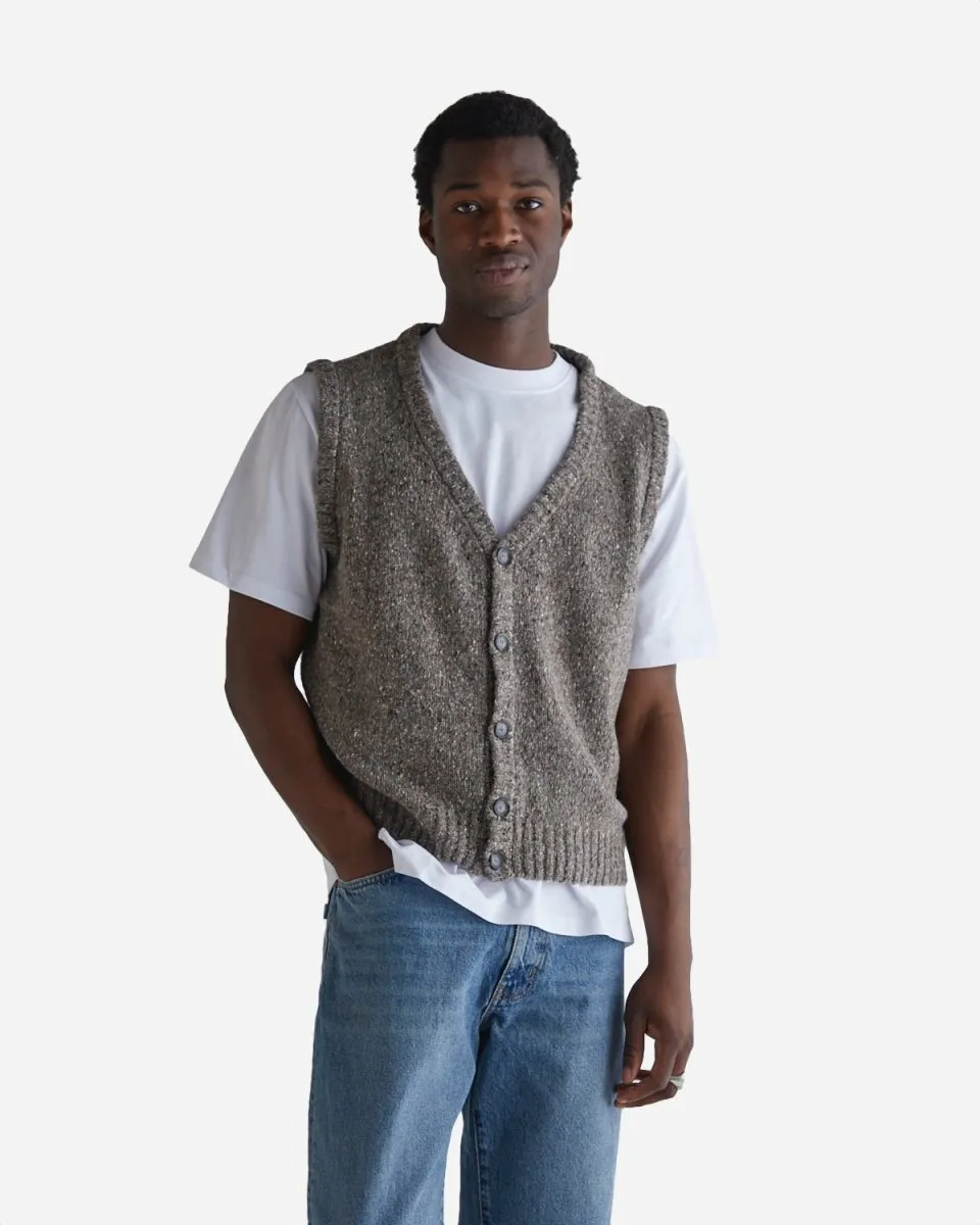 Erik Button Vest - Grey Melange