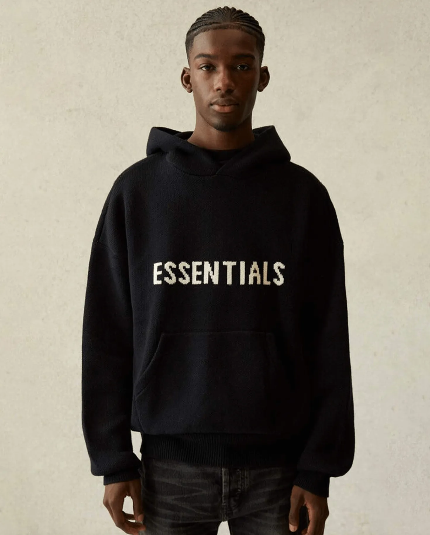 Fear Of God Essentials Knit Pullover Hoodie Black