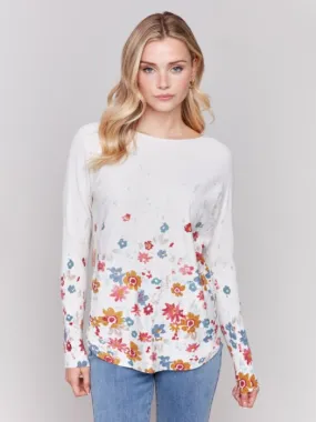 FINAL SALE Charlie B C2170WP Printed Round Hem Sweater