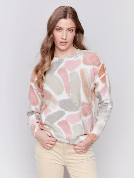 FINAL SALE Charlie B C2546R Printed Reversible Crew-Neck Sweater