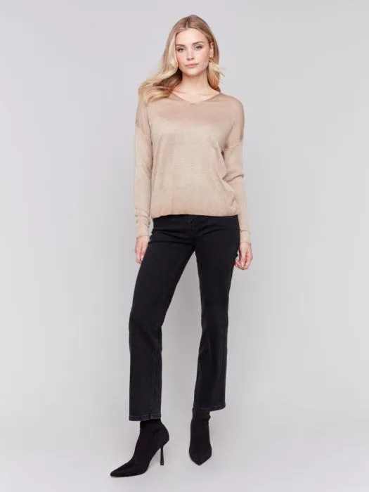 FINAL SALE Charlie B C2695 Snow Wash V-neck Sweater