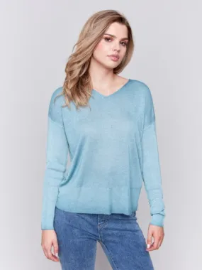 FINAL SALE Charlie B C2695 Snow Wash V-neck Sweater