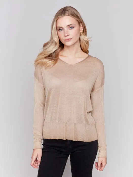 FINAL SALE Charlie B C2695 Snow Wash V-neck Sweater