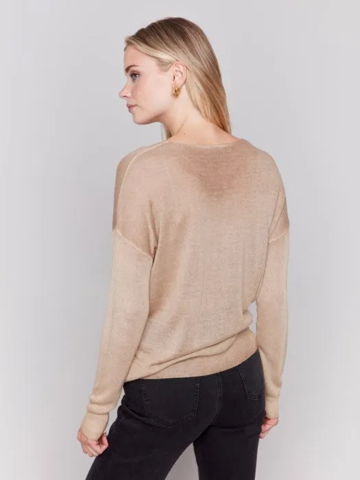 FINAL SALE Charlie B C2695 Snow Wash V-neck Sweater