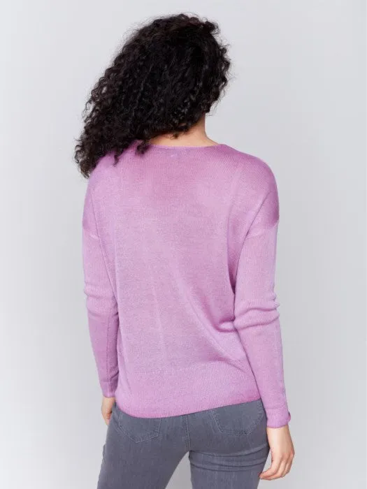 FINAL SALE Charlie B C2695 Snow Wash V-neck Sweater