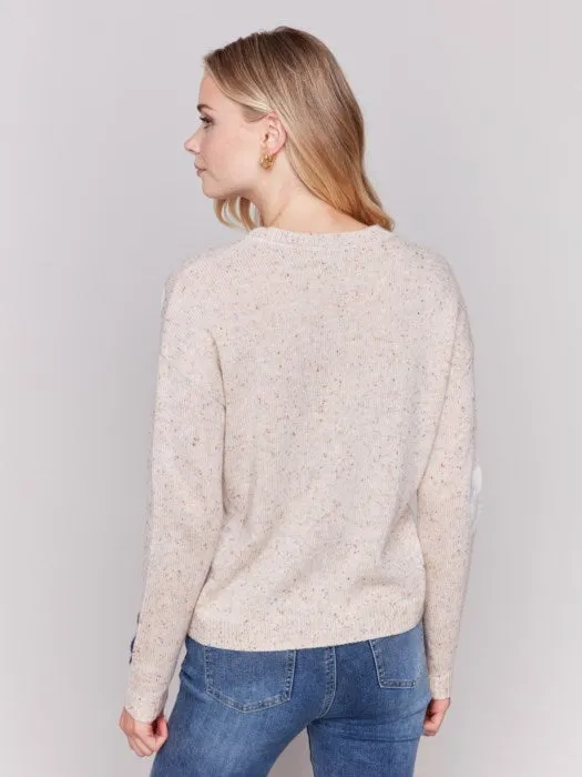 FINAL SALE Charlie B C2752 Nep Yarn Sweater with Flowers