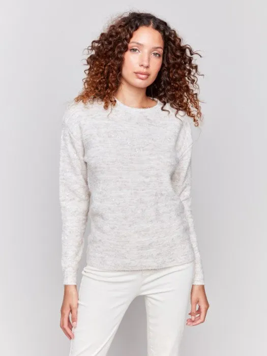 FINAL SALE Charlie B C2765 Space Dye Knit Sweater with Drop Shoulders