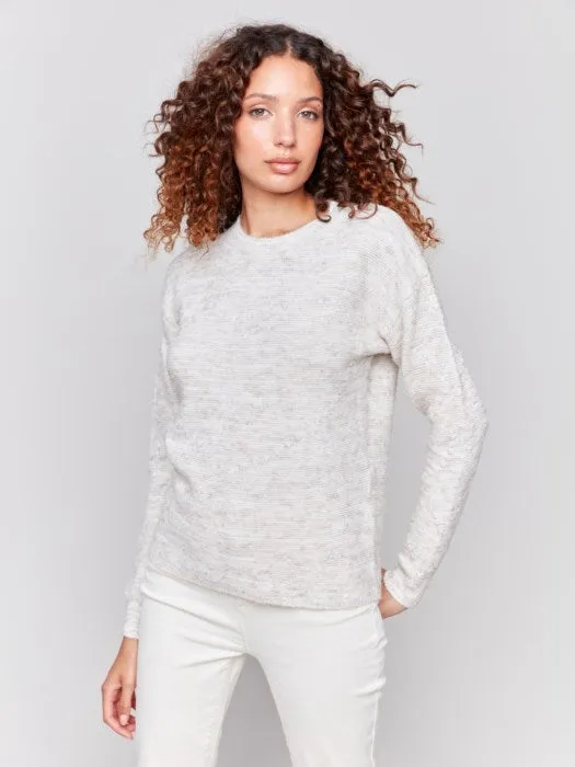 FINAL SALE Charlie B C2765 Space Dye Knit Sweater with Drop Shoulders