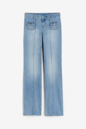 Flared Low Cargo Jeans - Low waist - Long - Light denim blue - Ladies | H&M GB