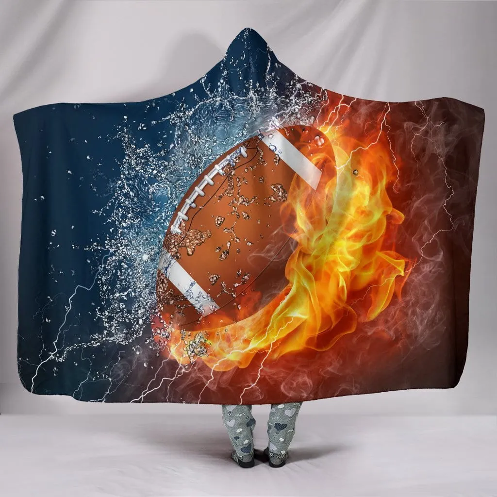 Football Fire And Water Hooded Blanket