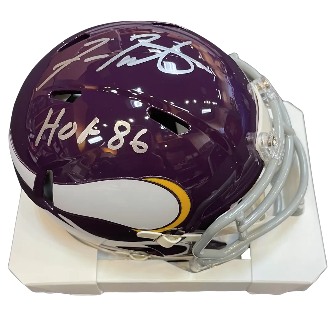 Fran Tarkenton Autographed Minnesota Vikings Throwback Mini Helmet w/ HOF Inscription