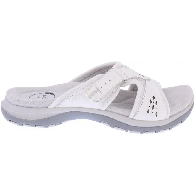 Free Spirit  Womens Wickford 3 White Leather Riptape Mules 41078