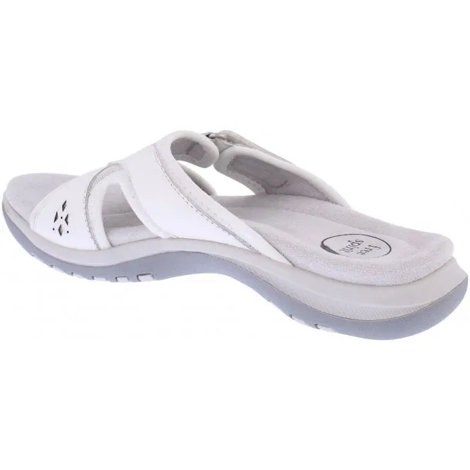 Free Spirit  Womens Wickford 3 White Leather Riptape Mules 41078