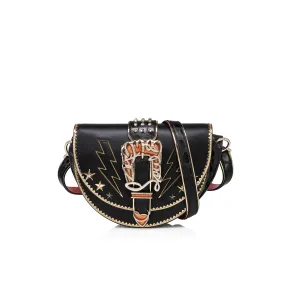 Giddy Crossbody Bag - Nappa leather and alligator embossed calf leather - Black