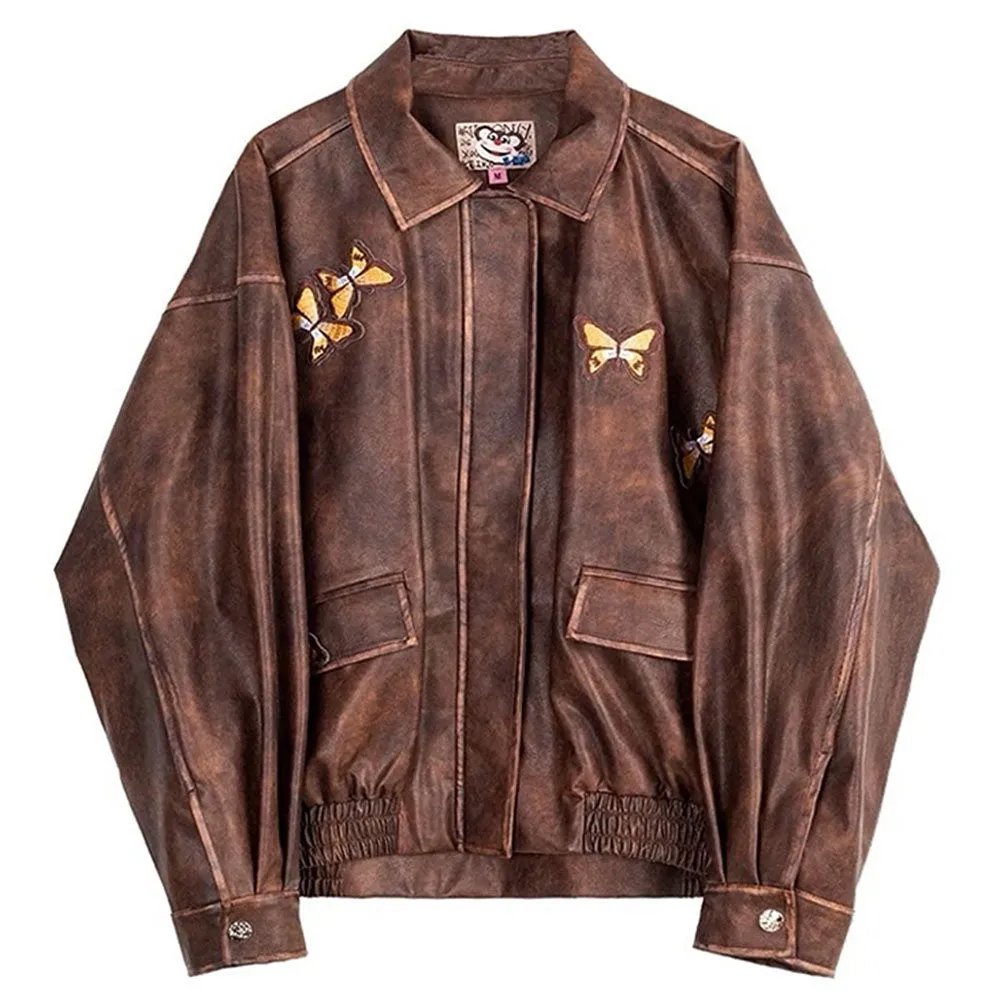 Grunge Aesthetic Butterfly Leather Jacket