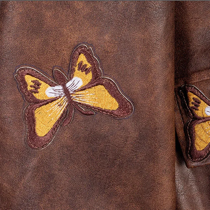 Grunge Aesthetic Butterfly Leather Jacket