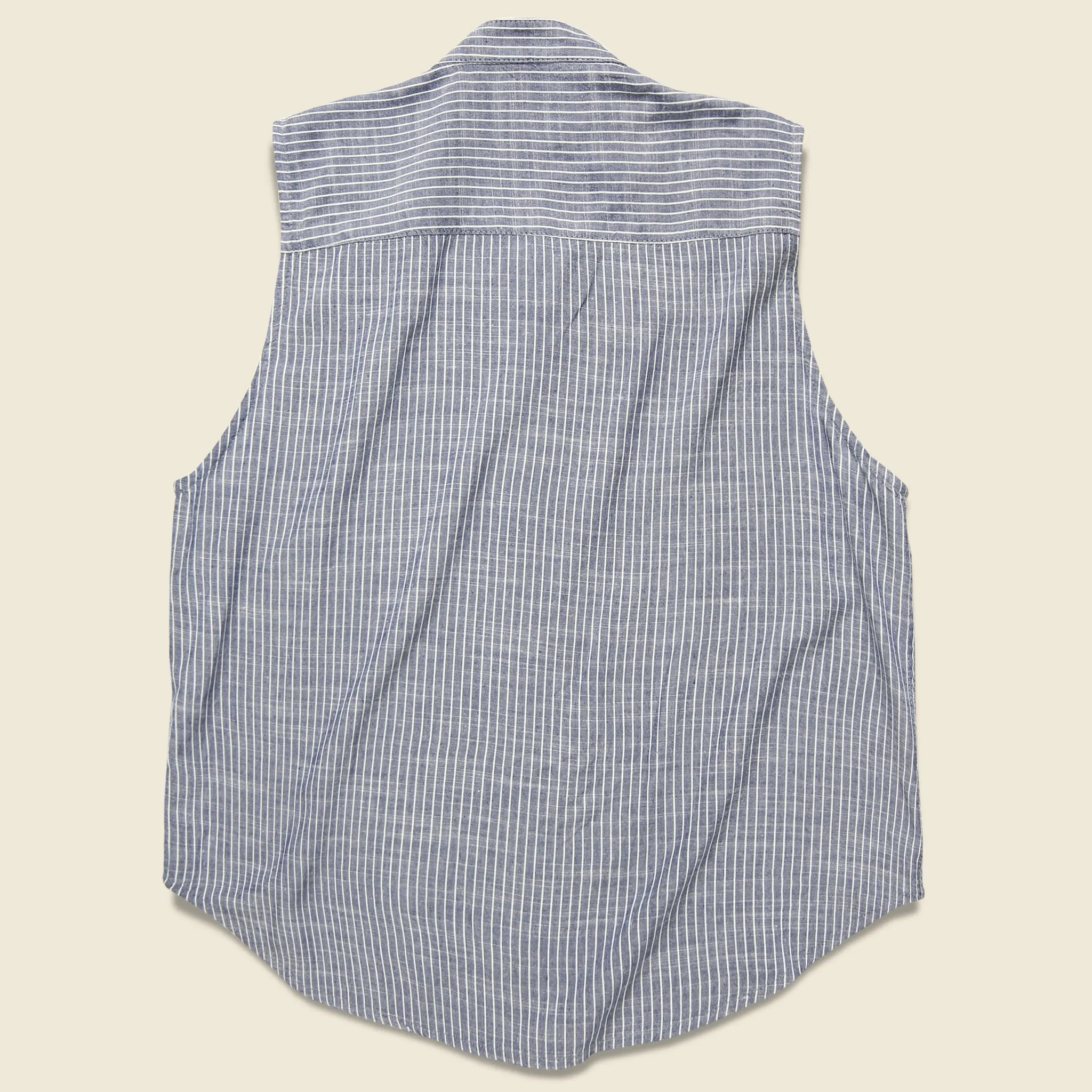 Hazel Sleeveless Top - Navy Pinstripe