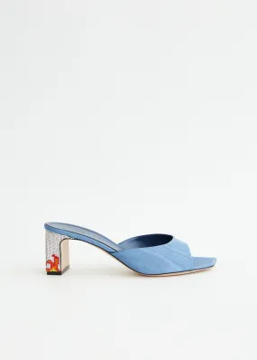 IINDACO -  Ade Grosgrain Moire Denim Mules - Open toe