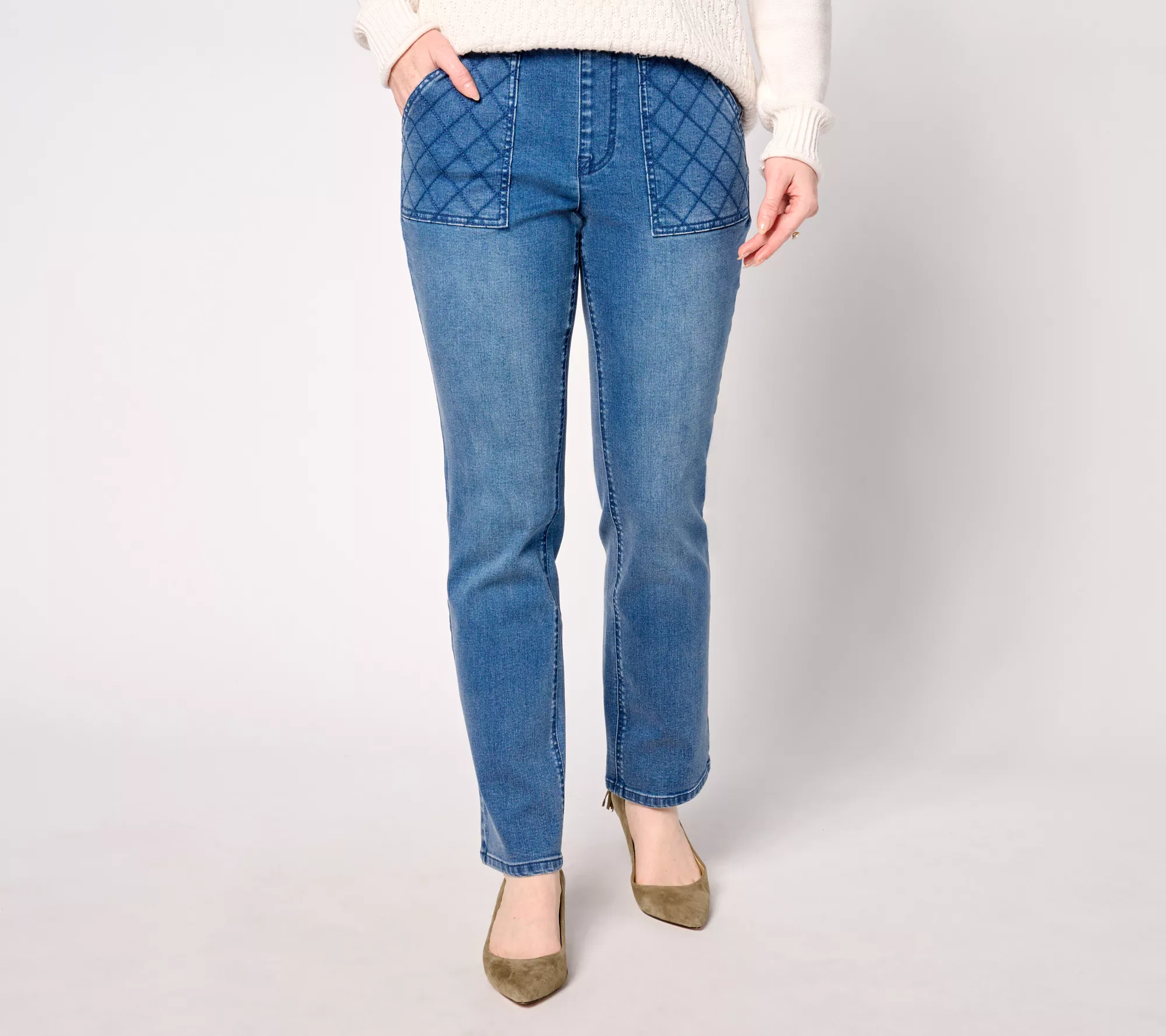 Isaac Mizrahi Live! Tall True Denim Indigo Jeans w/ Quilted Pockets