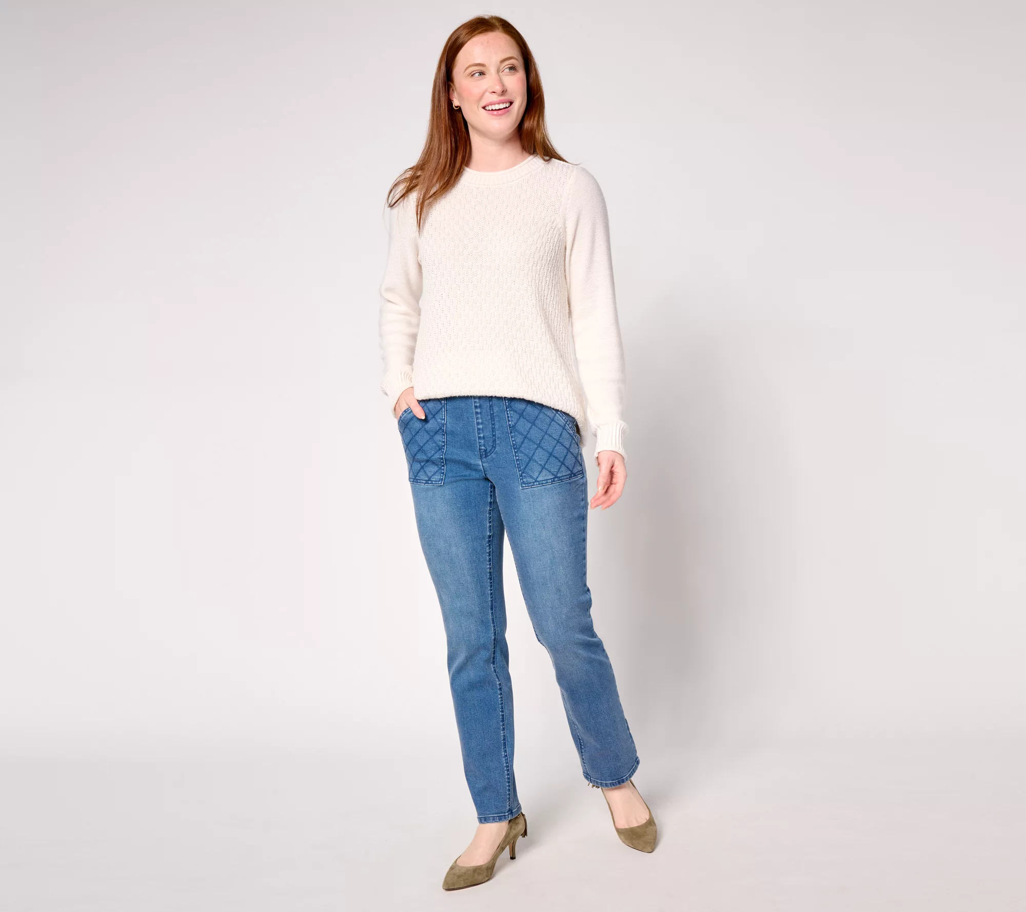 Isaac Mizrahi Live! Tall True Denim Indigo Jeans w/ Quilted Pockets