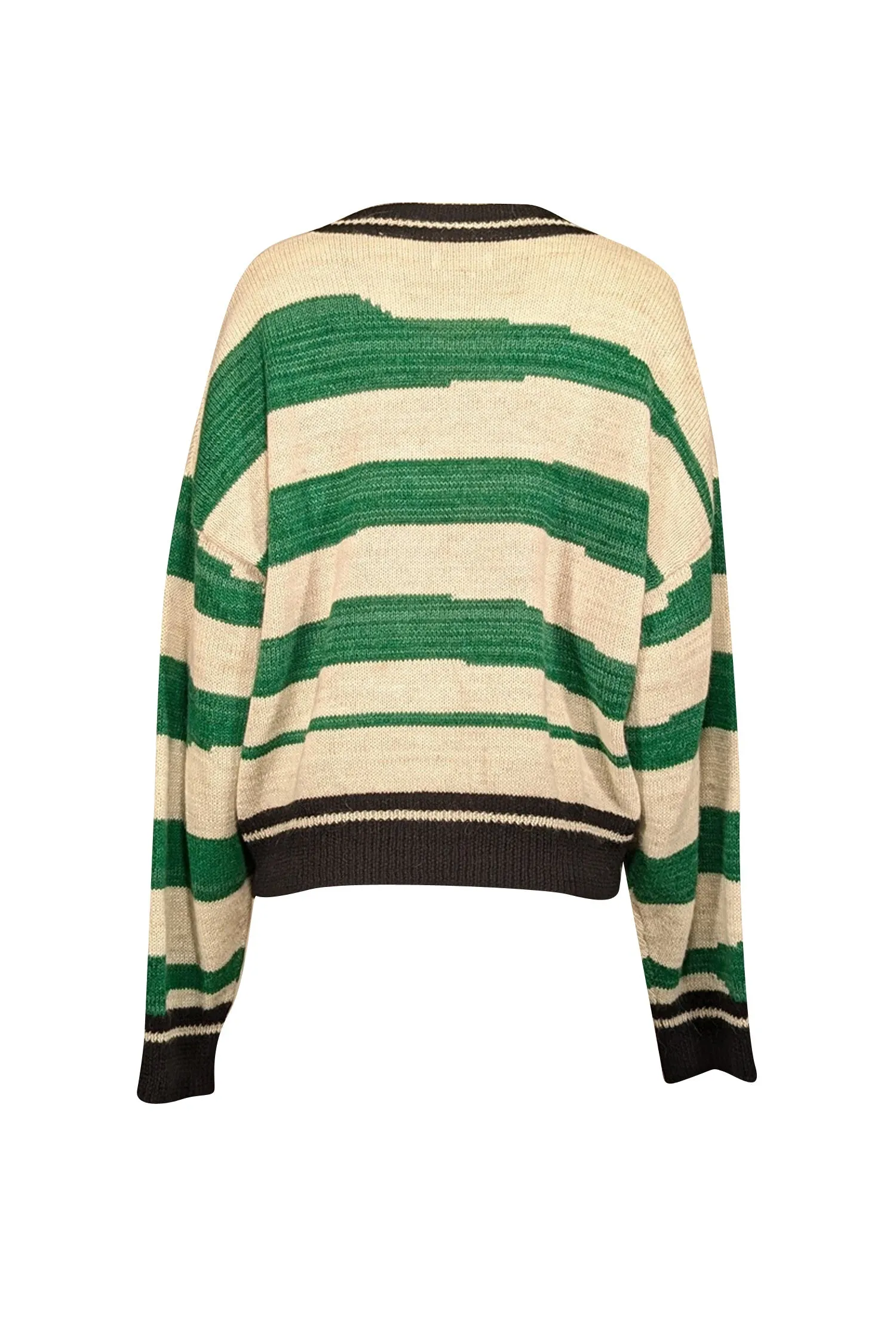 Isabel Marant - Green, Cream, & Black Striped Alpaca Blend Sweater Sz 12