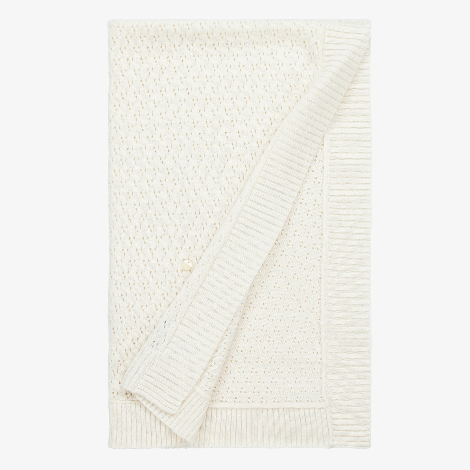 Ivory Wool & Cashmere Knit Blanket (100cm)