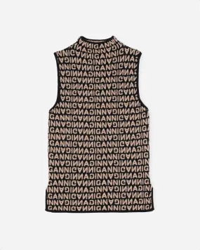 Jacquard Knit Vest - Black