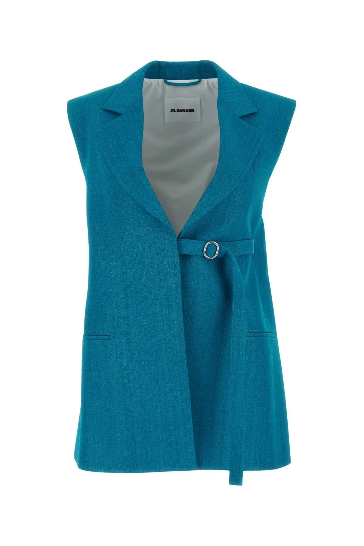 Jil Sander Petrol Blue Viscose Blend Vest