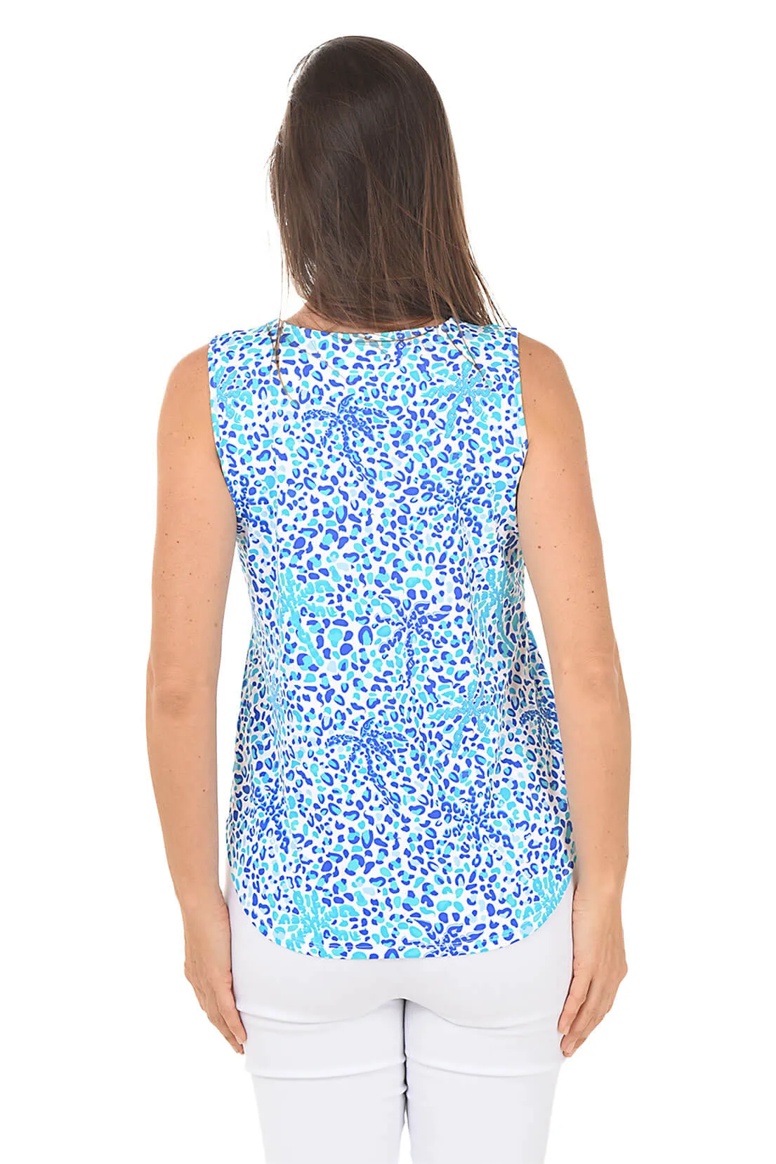 Jungle Cat UPF50+ Split Neck Sleeveless Top