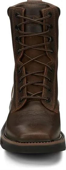 Justin Men's 8 Pulley Lace-up Work Boot - Square Non-Safety Toe