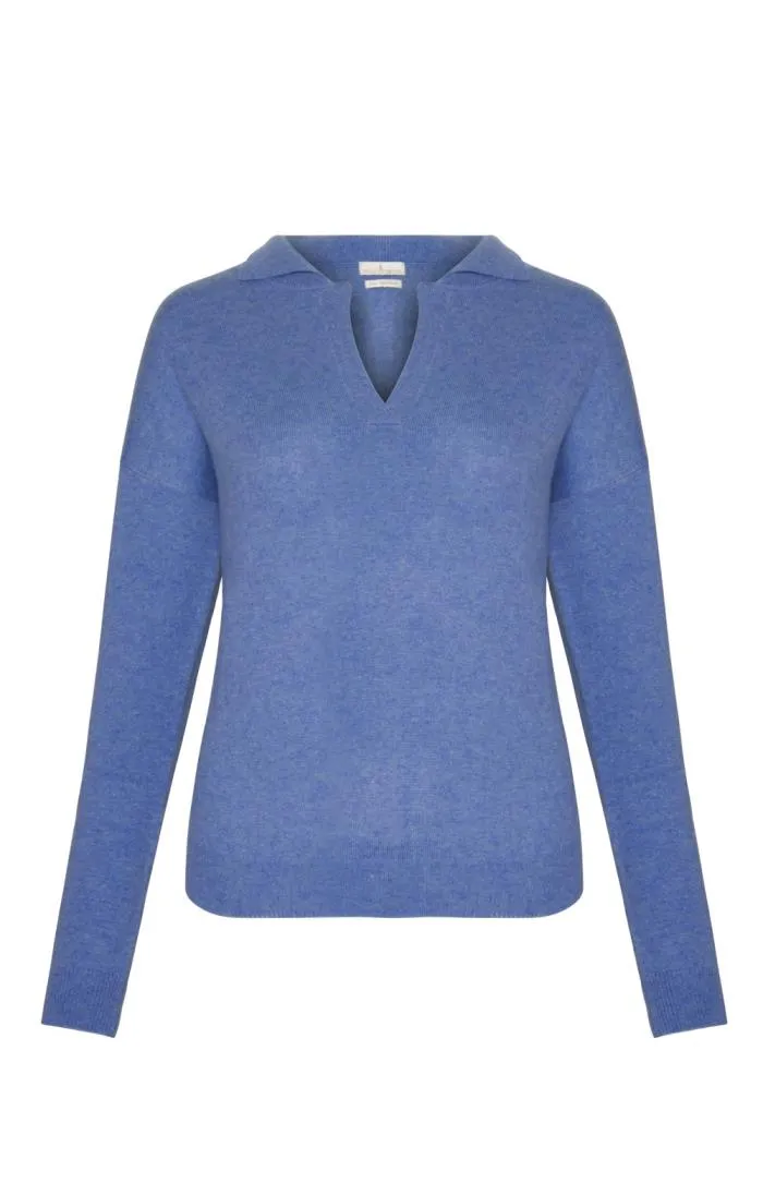 Ladies Cashmere Open Collar Polo