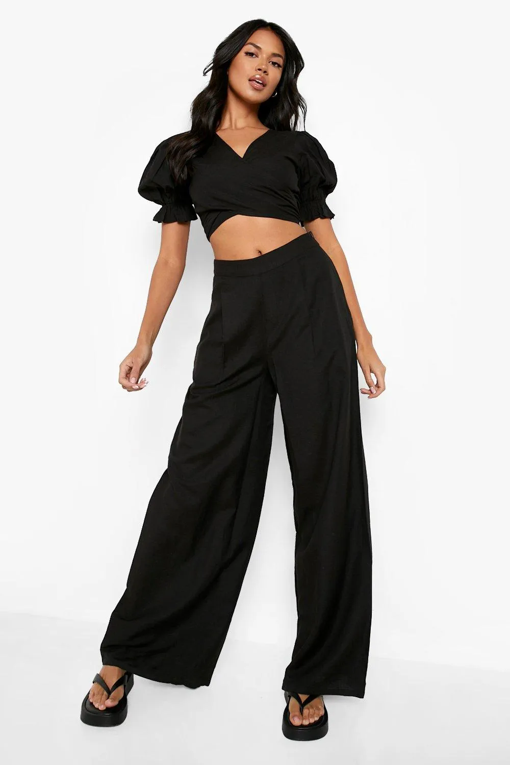 Linen Wide Leg Relaxed Fit Pants