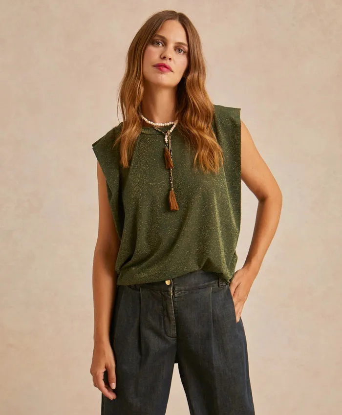 LUREX JERSEY SLEEVELESS TOP