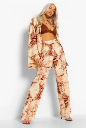 Marble Print Relaxed Wide Leg Pants