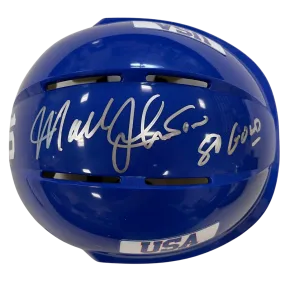 Mark Johnson Autographed Royal Blue Mini Helmet 80 Gold (#1/10)