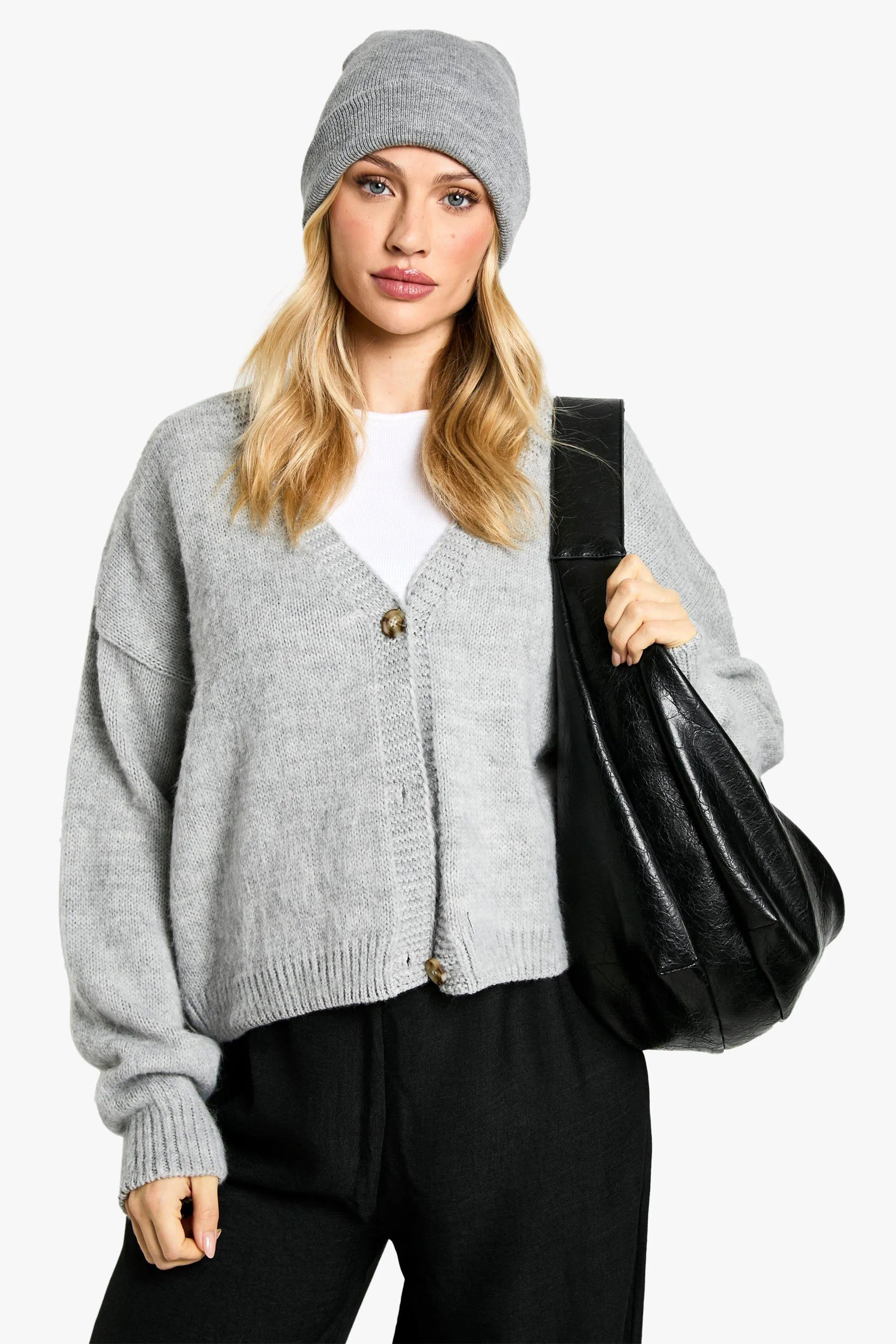 Maternity Brushed Oversized V Neck Cardigan