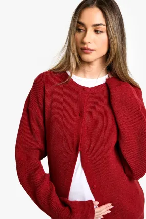 Maternity Fine Knit Crew Neck Cardigan