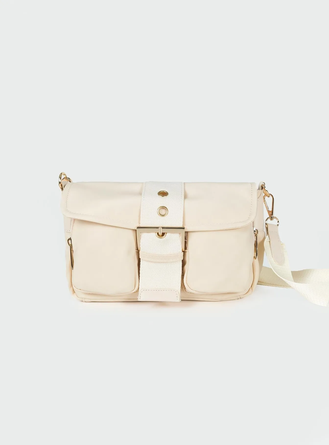 Matney Buckle Crossbody Bag Cream