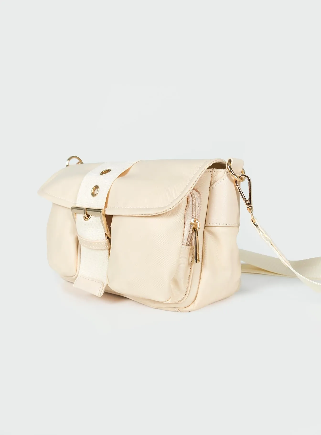 Matney Buckle Crossbody Bag Cream