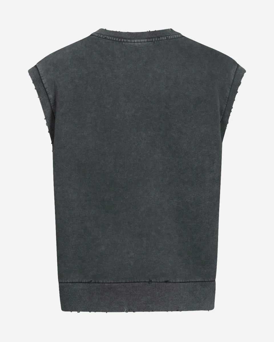 Men Distressed Vest - Dark Grey